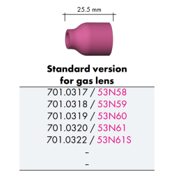 Ceramic Gas Nozzle for Gas Lens, SR9/20/24, in various sizes