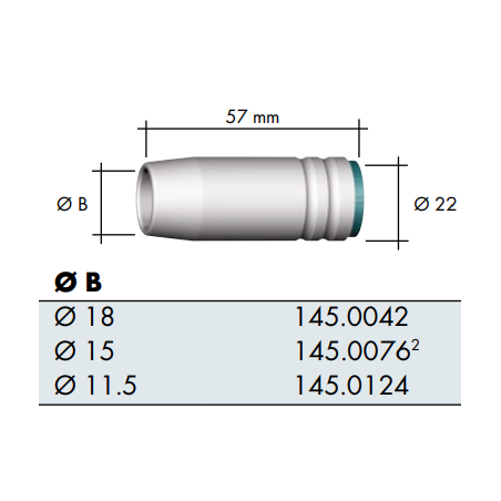 25AK Gas Nozzle, Air-Cooled, Multiple Sizes - Ívpont Győr