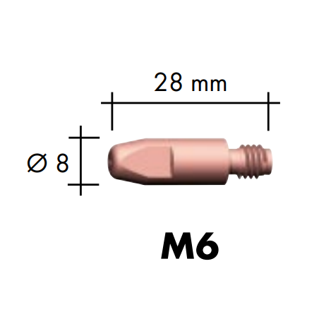 Contact tip M6 D8, Binzel, Available in Multiple Types and Sizes - Ívpont Győr