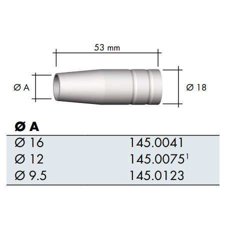 15AK Gas Nozzle, Air-Cooled, Multiple Sizes - Ívpont Győr