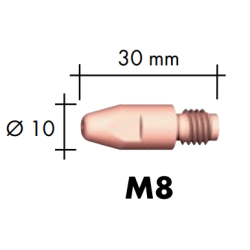 Contact tip M8 D10, Binzel, Available in Multiple Types and Sizes - Ívpont Győr