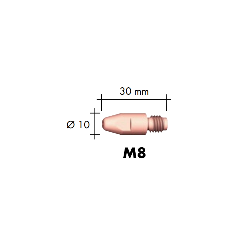 Contact tip M8 D10, Binzel, Available in Multiple Types and Sizes - Ívpont Győr Contact tip M8 D10, Binzel, Available in Multiple Types and Sizes - Ívpont Győr