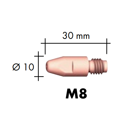 Contact tip M8 D10, Binzel, Available in Multiple Types and Sizes - Ívpont Győr