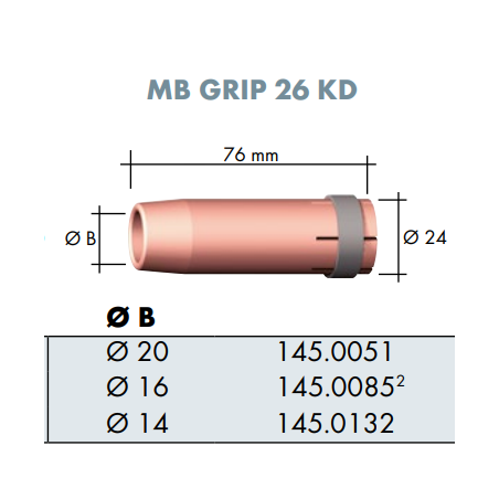 26KD Air-cooled Gas Nozzle, Multiple Sizes - Ívpont Győr