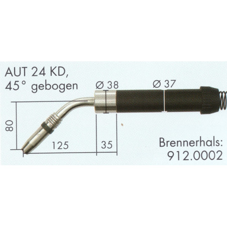 Schweißbrennerhals, 45° Gebogen, AUT 24 KD, Binzel  - Ívpont Győr