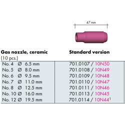 Keramik Gasdüse SR17/18/26, standard, in verschiedenen Größen