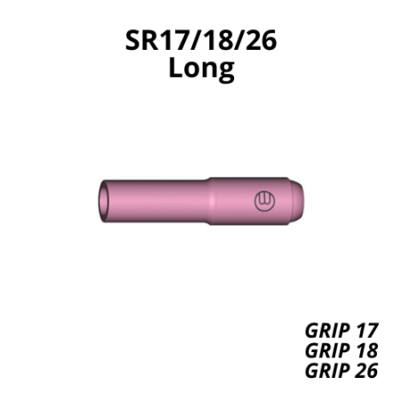 Ceramic Gas Nozzle SR17/18/26, Elongated, in multiple sizes