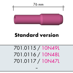 Ceramic Gas Nozzle SR17/18/26, Elongated, in multiple sizes