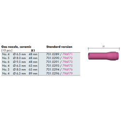 Ceramic Gas nozzle, Elongated, SR9/20, in multiple sizes - Ívpont