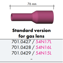 TIG Gas nozzle SR17/18/26, long, for gas lens, in multiple sizes