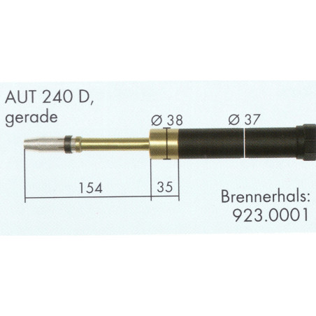 Schweißbrennerhals, wassergekühlt, Gerade, AUT 240 D, Binzel  - Ívpont Győr