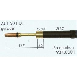 Schweißbrennerhals, wassergekühlt, Gerade, AUT 501, Binzel  - Ívpont Győr